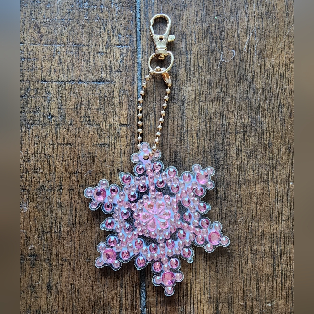 Pink Snowflake Keychain Accessory